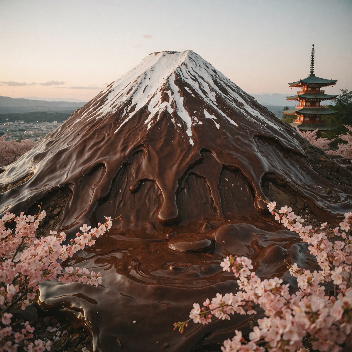 Mt Fuji made of chocolate