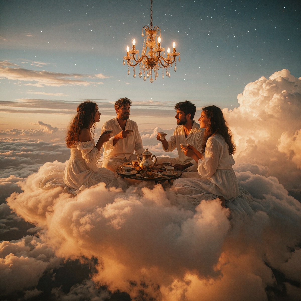 Tea party on a cumulus cloud