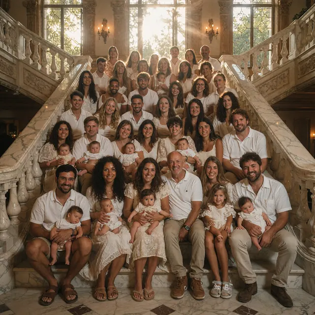 4-generation 50-person family portrait